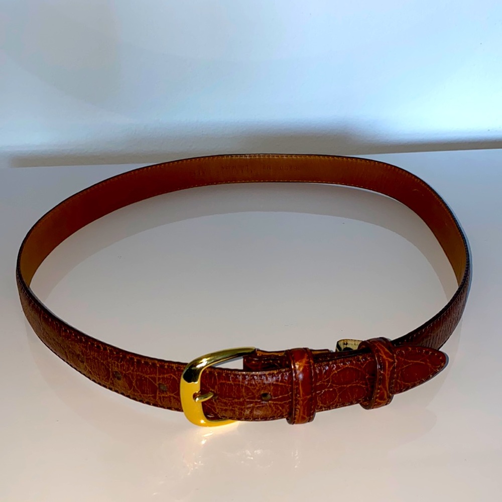 Cole Haan Alligator Embossed Italian Leather belt, cognac, Men’s 36/90